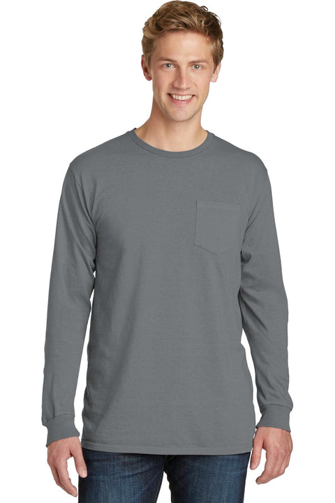 Port & Company &#174;  Beach Wash &#174;  Garment-Dyed Long Sleeve Pocket Tee  PC099LSP 4XL Pewter