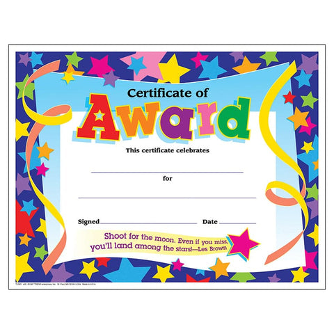Certificate of Award Colorful Classics Certificates, 30 ct
