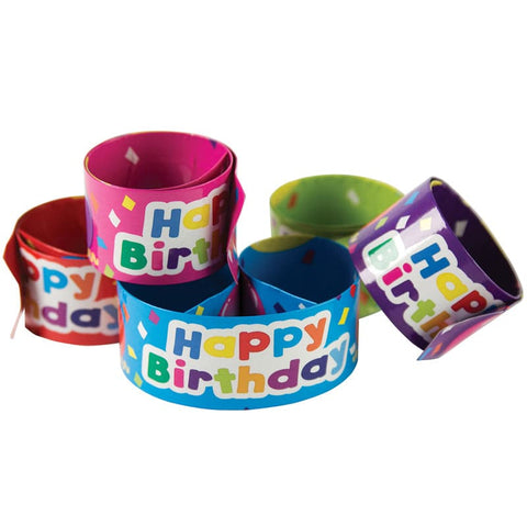 Happy Birthday Balloons Slap Bracelets, 10/Pack