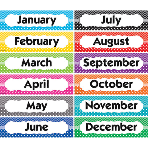 Chevrons and Dots Monthly Headliners, Pack of 12