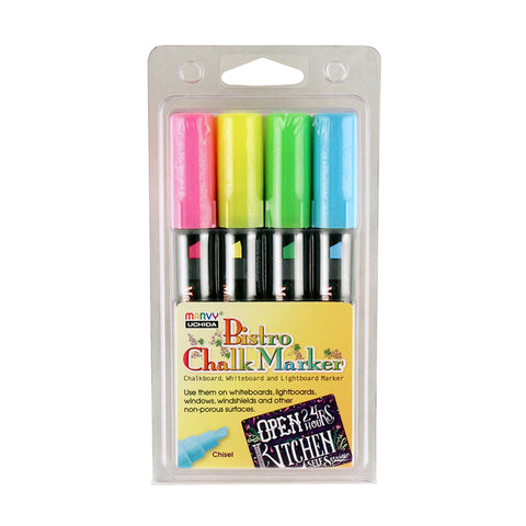 Bistro Chalk Marker Set - Fluorescent Colors, Chisel Tip, 8/pkg